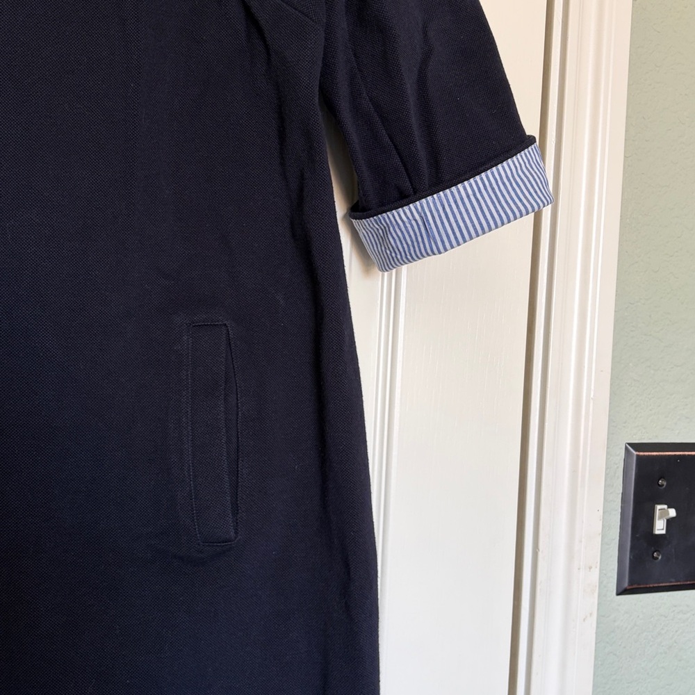 Talbots Navy Dress with Blue-White Stripe Collar - Picture 3 of 8